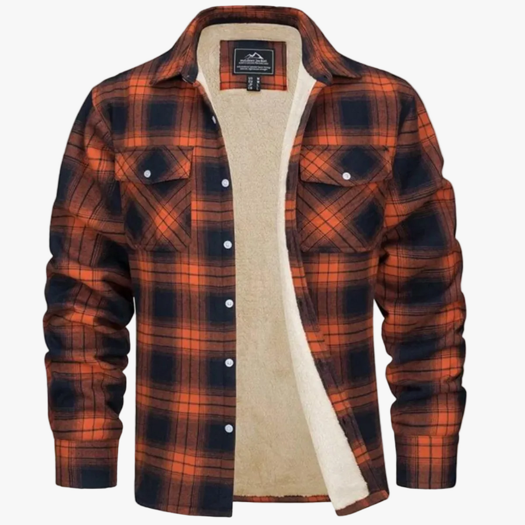 Men's Casual Woven Shirt Jacket with Sherpa Lining and Flap Pockets