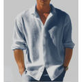 Men's Casual Woven Shirt with Button Front and Spread Collar