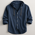 Men's Casual Woven Shirt with Hood and Button Front