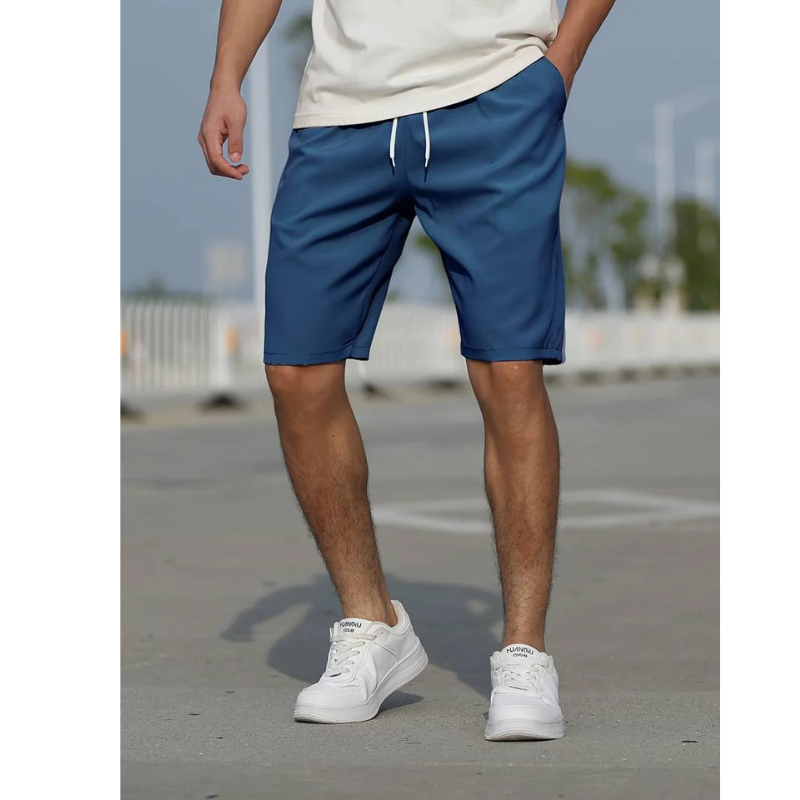 Men's Casual Woven Shorts with Drawstring Waist and Side Pockets