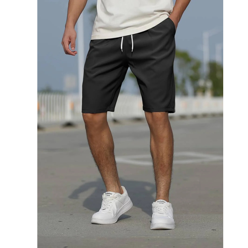 Men's Casual Woven Shorts with Drawstring Waist and Side Pockets