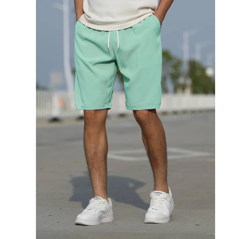 Men's Casual Woven Shorts with Drawstring Waist and Side Pockets