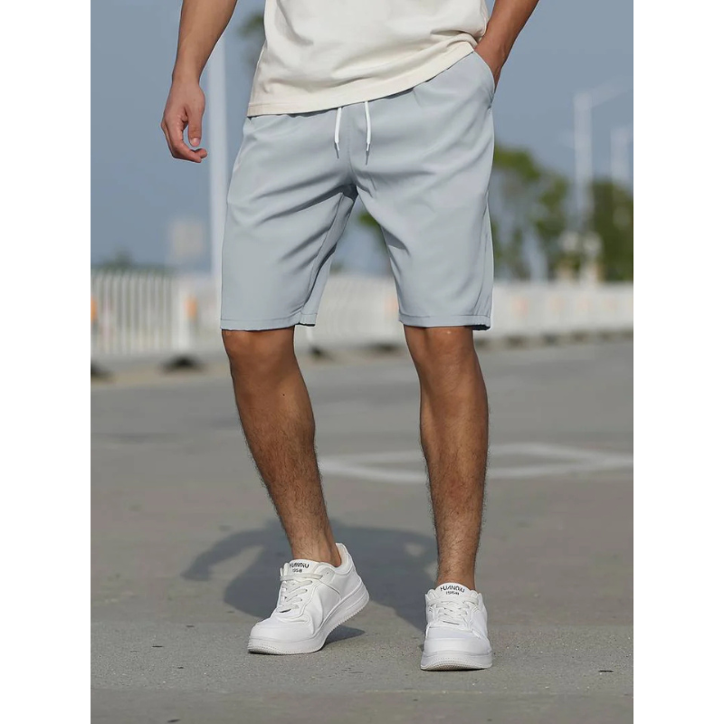 Men's Casual Woven Shorts with Drawstring Waist and Side Pockets