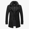 Men's Classic Coat in Brushed Weave with Zip Bib and Notch Lapels