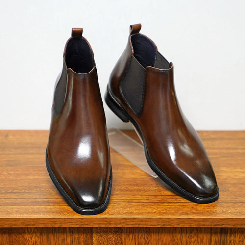 Men's Dress Faux Boots with Elastic Gore and Pull Tabs