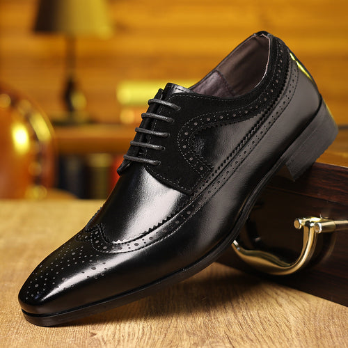 Men's Dress Oxfords with Suede Panels and Wingtip Brogue