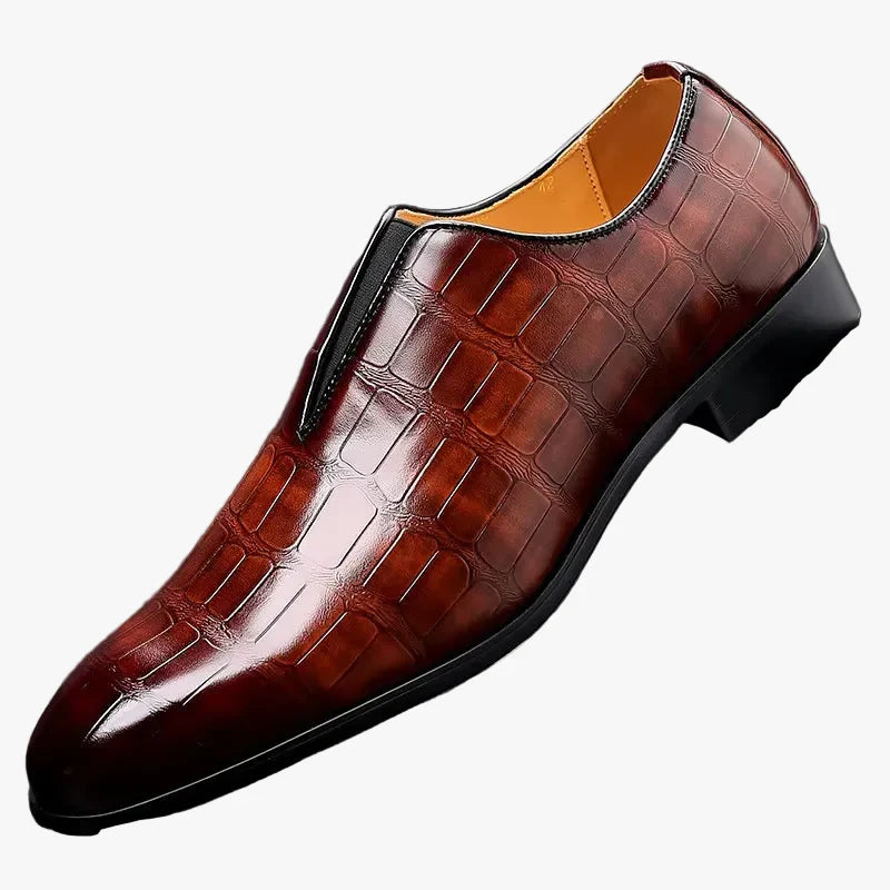 Men's Dress Synthetic Loafers with Croc Embossing and Slip-On Vamp