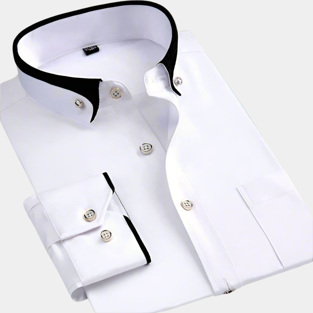 Men's Dress Woven Shirt with Contrast Collar and Button Cuffs