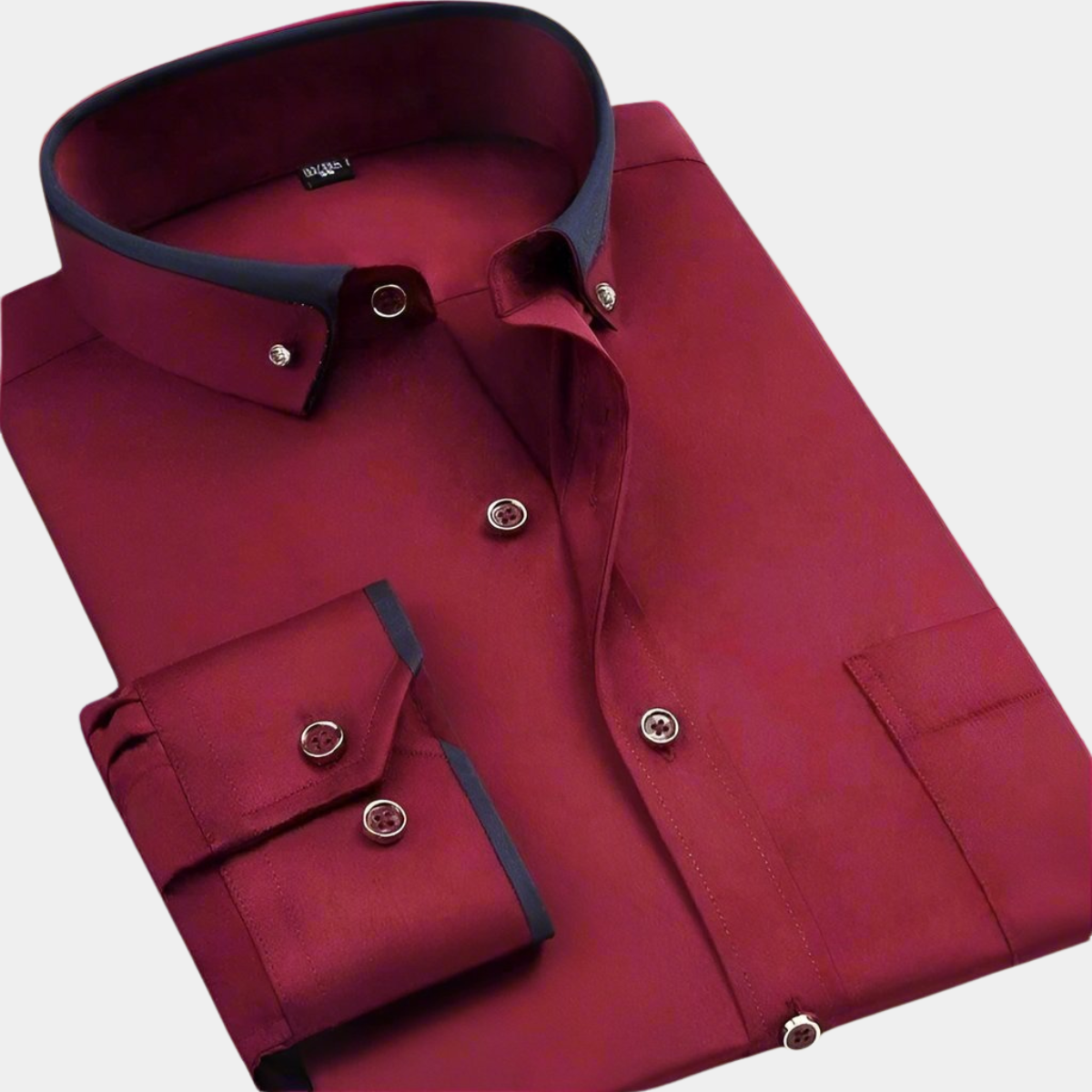 Men's Dress Woven Shirt with Contrast Collar and Button Cuffs