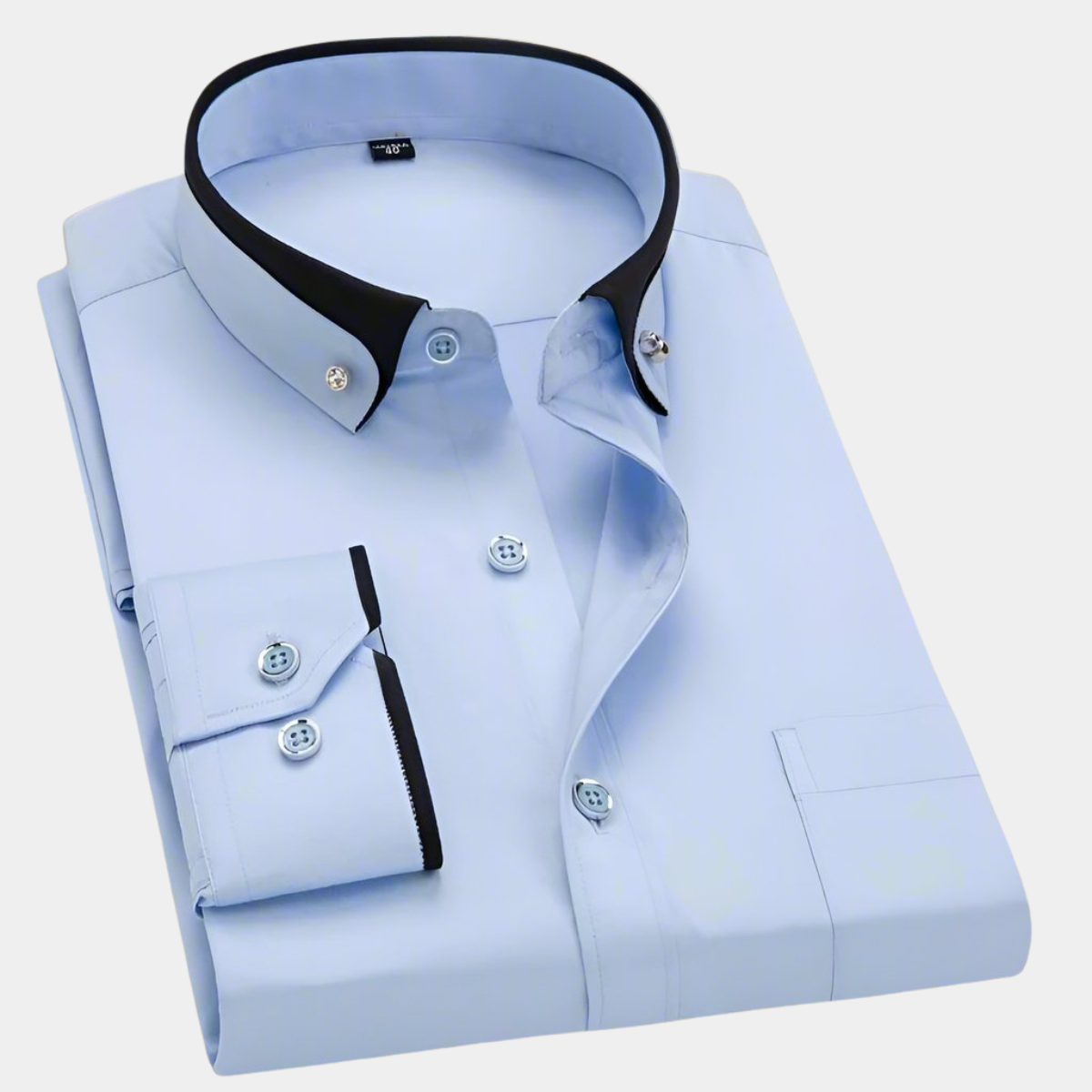 Men's Dress Woven Shirt with Contrast Collar and Button Cuffs