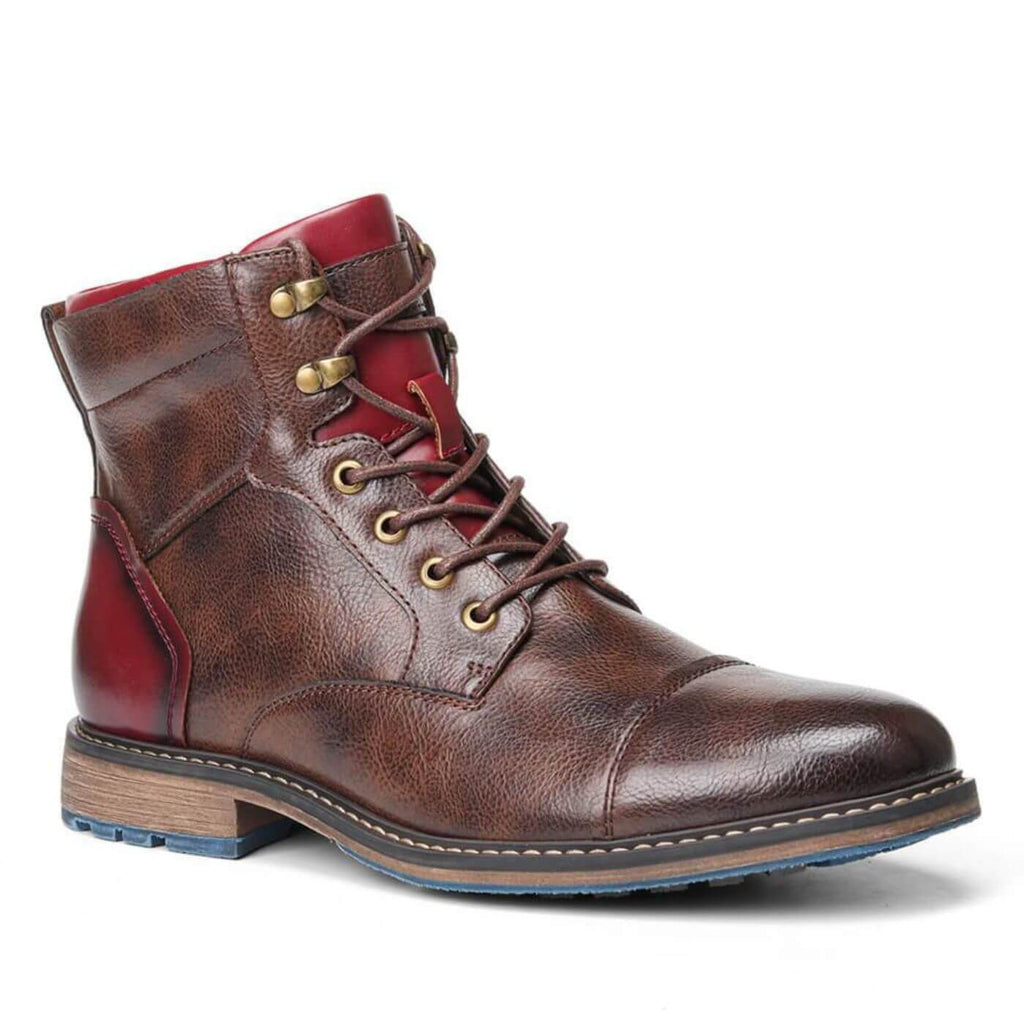 Men's Faux Ankle Boots with Cap Toe and Side Zipper