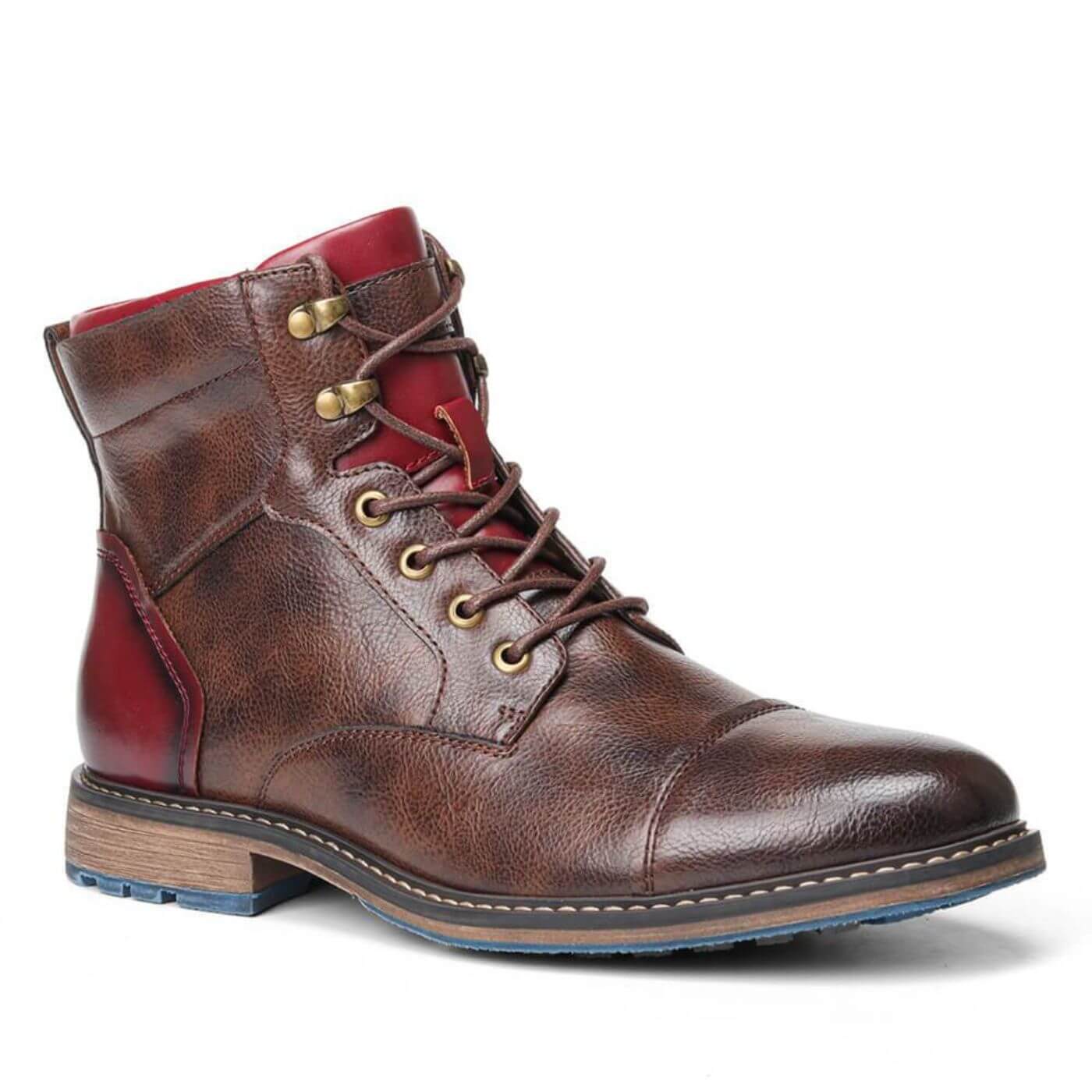 Men's Faux Ankle Boots with Cap Toe and Side Zipper