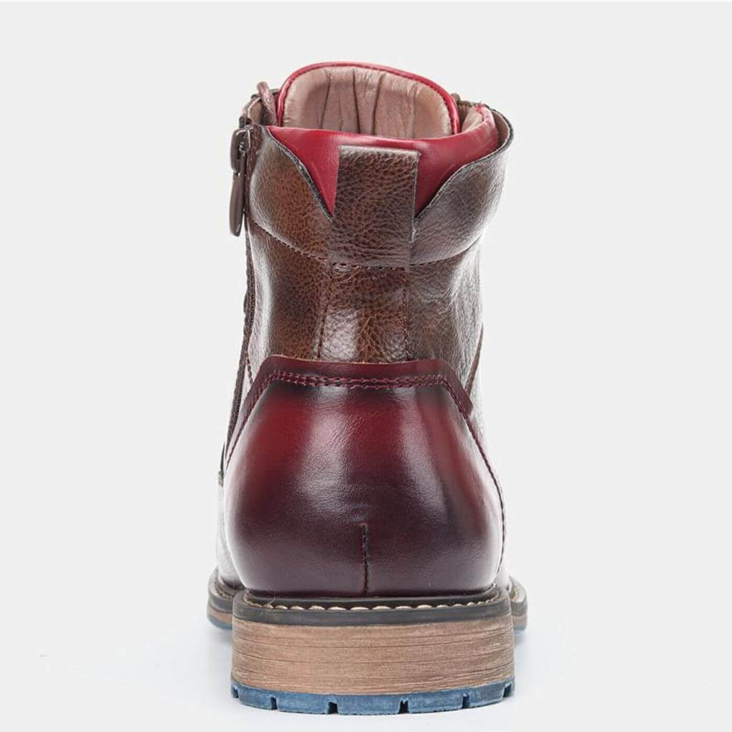 Men's Faux Ankle Boots with Cap Toe and Side Zipper