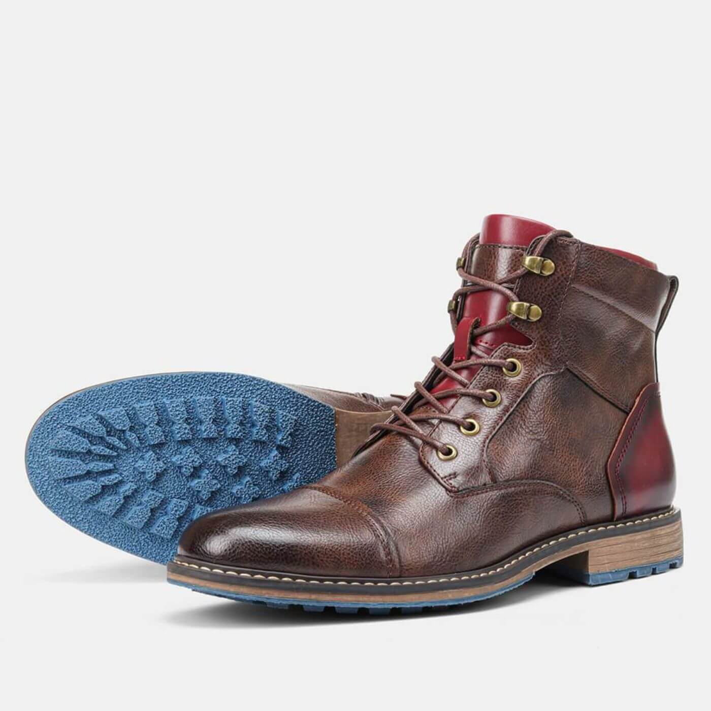 Men's Faux Ankle Boots with Cap Toe and Side Zipper