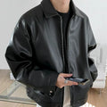 Men's Faux Bomber Jacket with Zip Front and Spread Collar