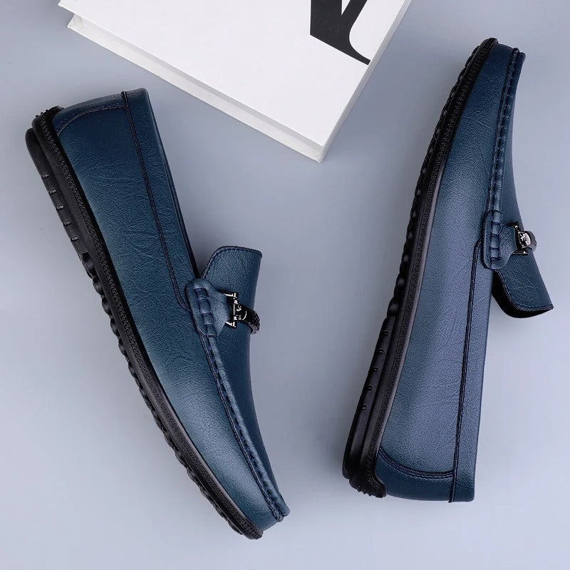 Men's Faux Loafers with Metal Bit and Moc Toe