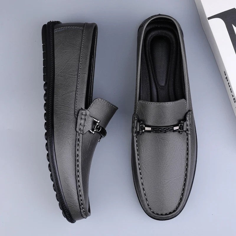 Men's Faux Loafers with Metal Bit and Moc Toe