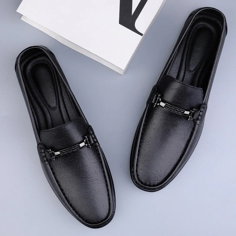 Men's Faux Loafers with Metal Bit and Moc Toe