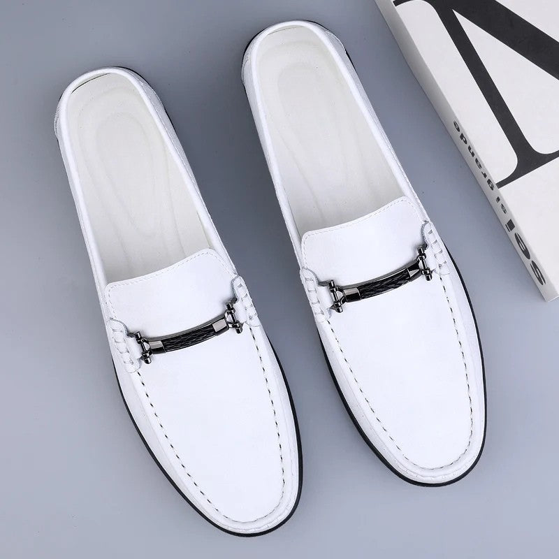 Men's Faux Loafers with Metal Bit and Moc Toe