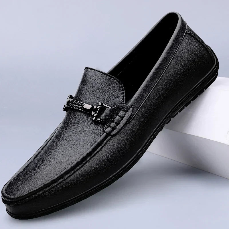 Men's Faux Loafers with Metal Bit and Moc Toe