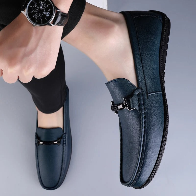 Men's Faux Loafers with Metal Bit and Moc Toe