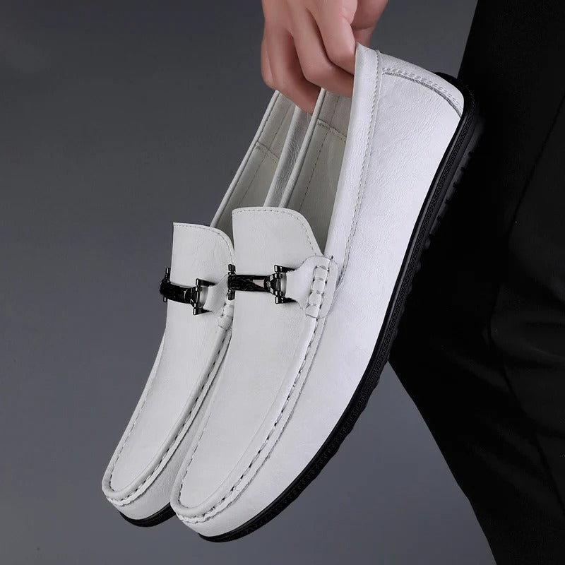 Men's Faux Loafers with Metal Bit and Moc Toe