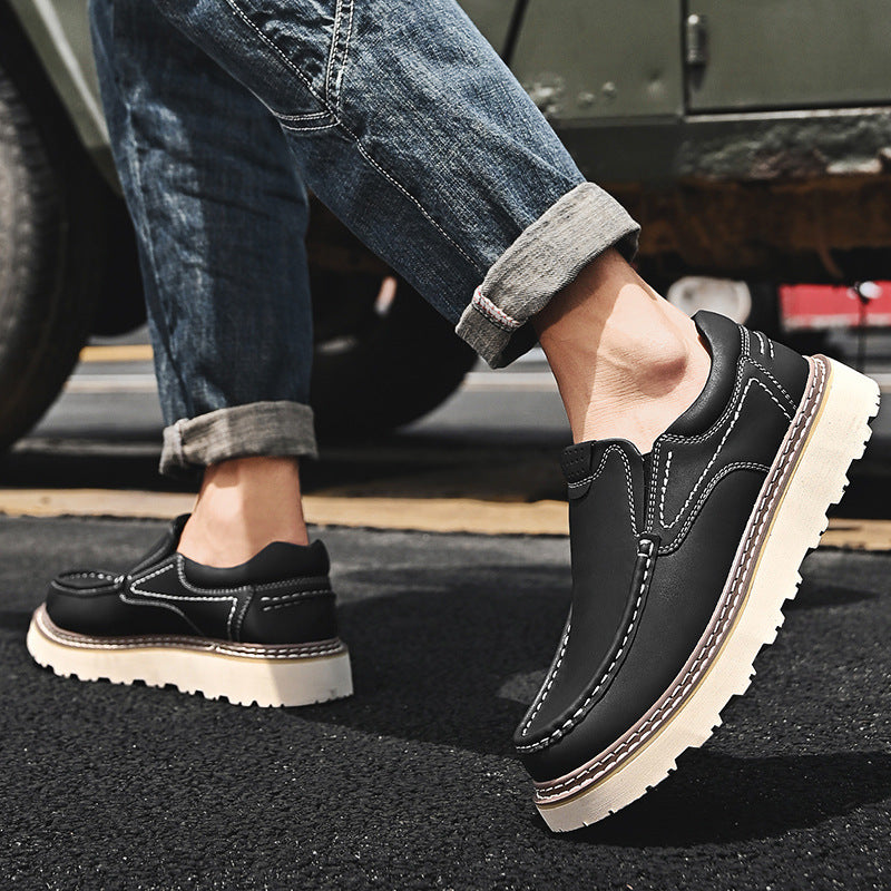Men's Faux Loafers with Moc Toe and Lug Sole