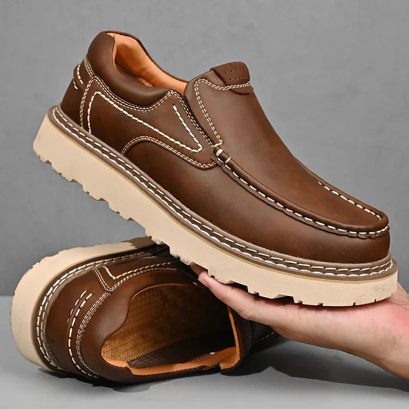 Men's Faux Loafers with Moc Toe and Lug Sole
