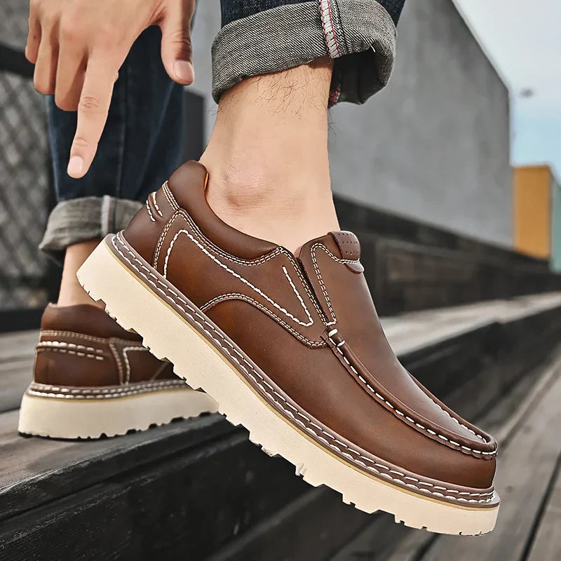 Men's Faux Loafers with Moc Toe and Lug Sole