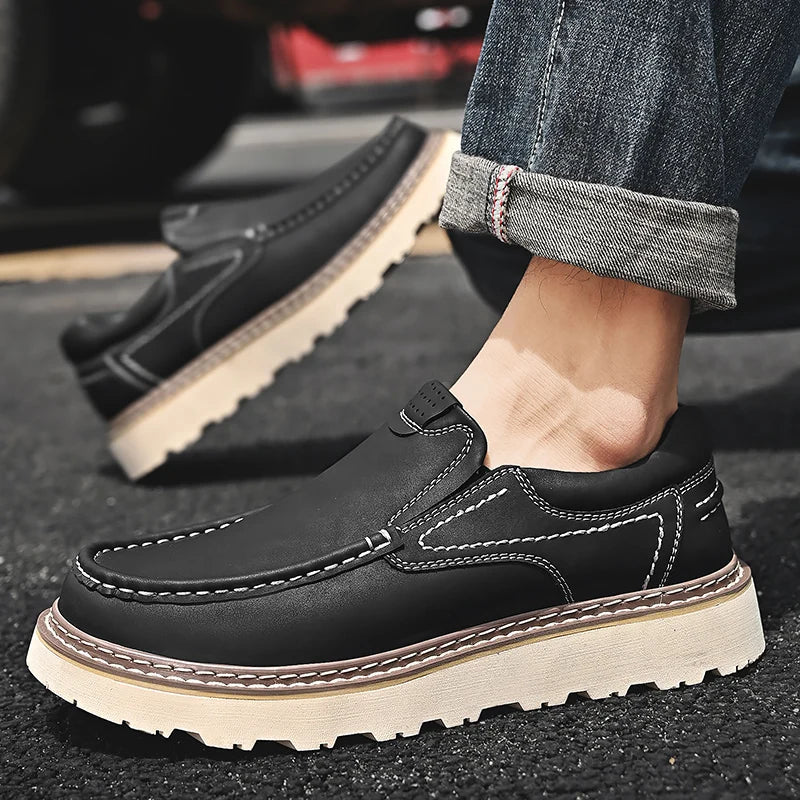 Men's Faux Loafers with Moc Toe and Lug Sole