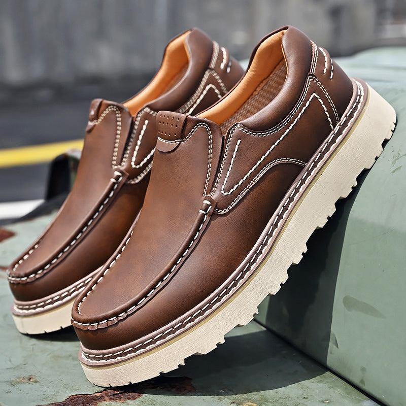Men's Faux Loafers with Moc Toe and Lug Sole