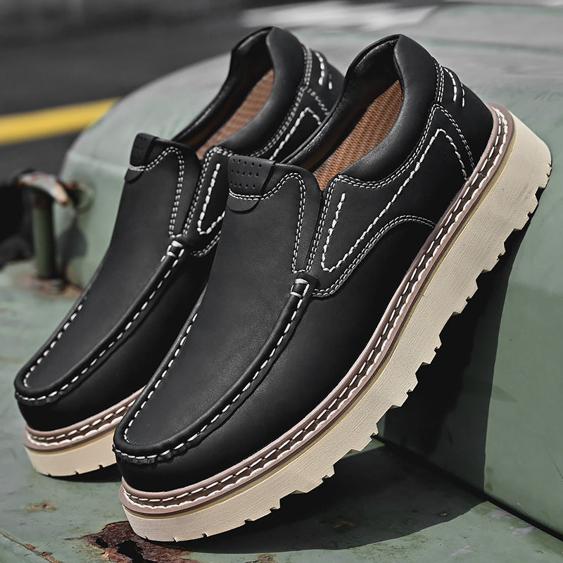 Men's Faux Loafers with Moc Toe and Lug Sole