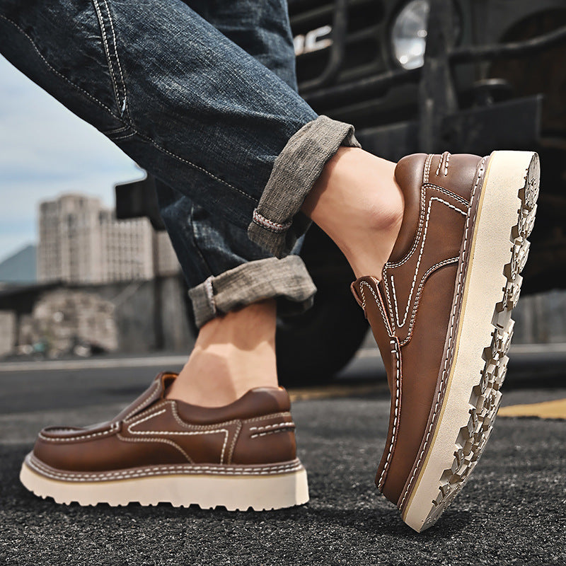 Men's Faux Loafers with Moc Toe and Lug Sole