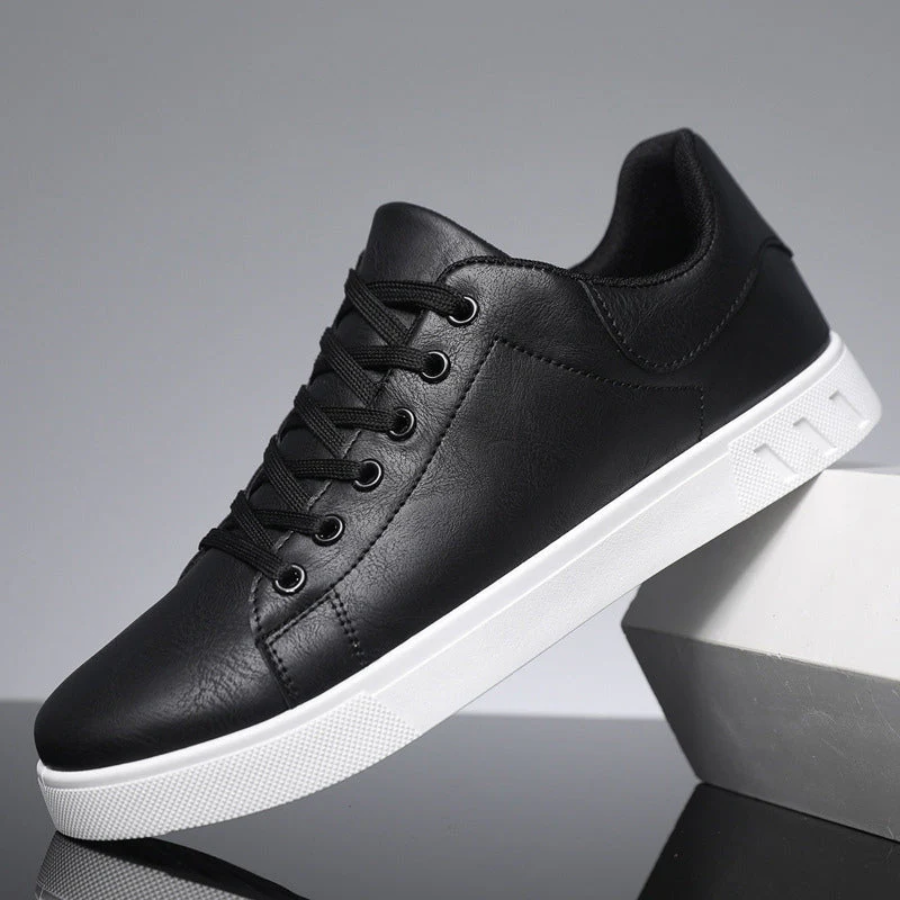 Men's Faux Sneakers with Lace-Up Front and Low-Top Collar