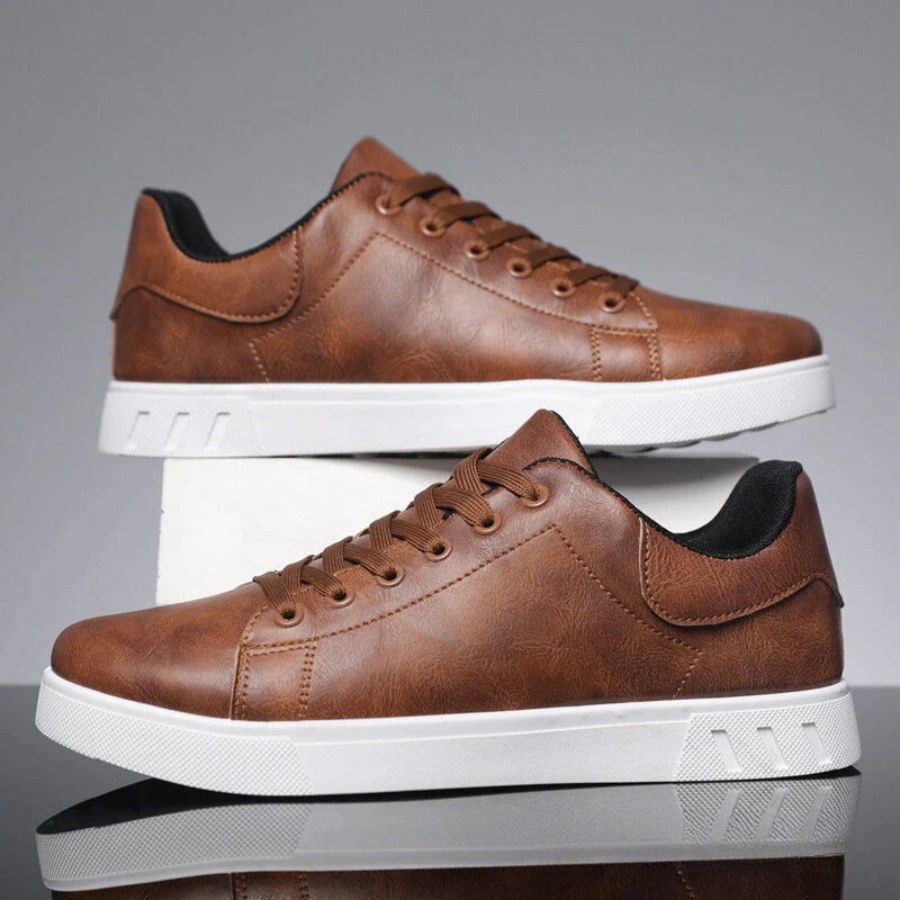 Men's Faux Sneakers with Lace-Up Front and Low-Top Collar