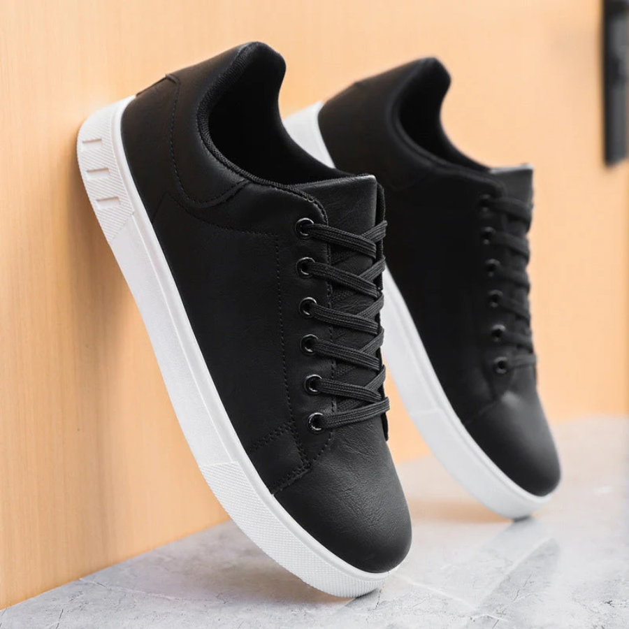 Men's Faux Sneakers with Lace-Up Front and Low-Top Collar