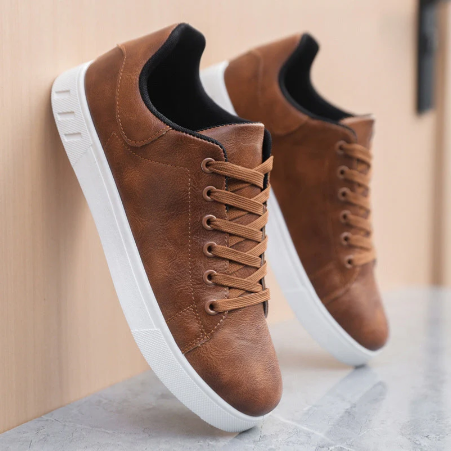 Men's Faux Sneakers with Lace-Up Front and Low-Top Collar