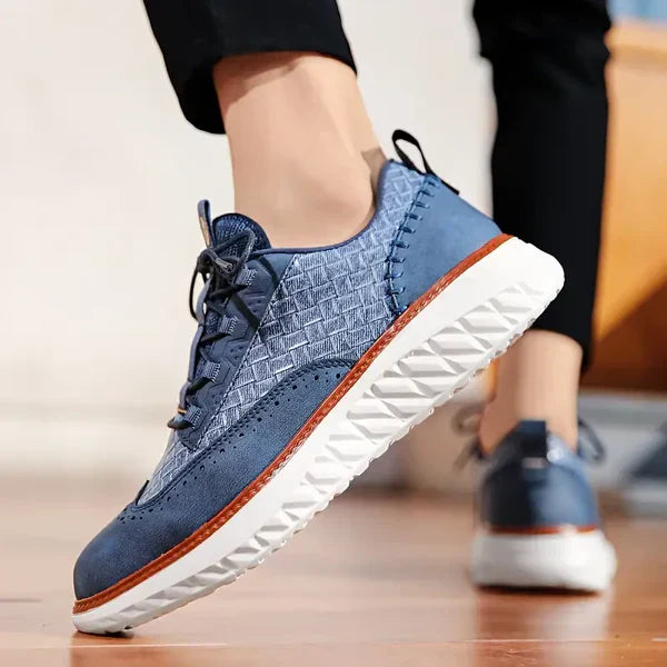 Men's Faux Upper Sneakers with Woven Panels and Chunky Sole