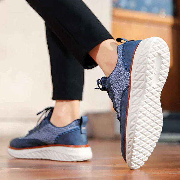 Men's Faux Upper Sneakers with Woven Panels and Chunky Sole