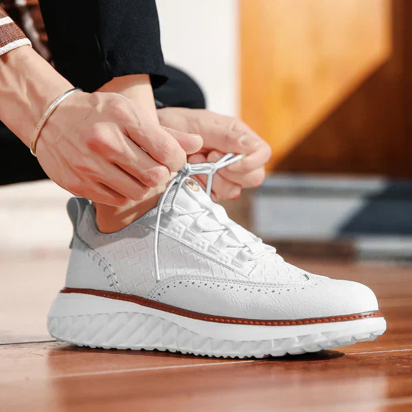 Men's Faux Upper Sneakers with Woven Panels and Chunky Sole