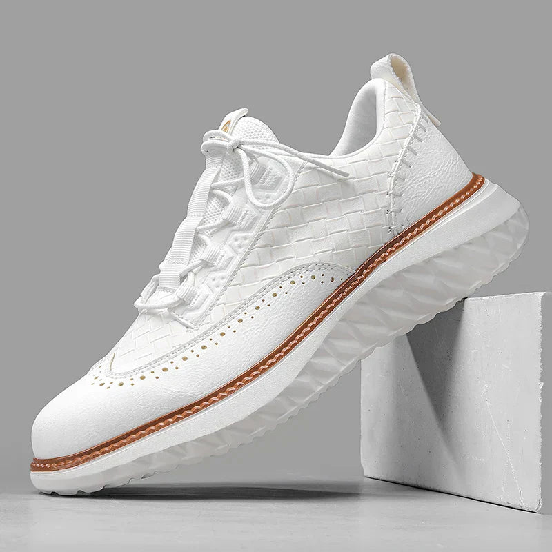 Men's Faux Upper Sneakers with Woven Panels and Chunky Sole