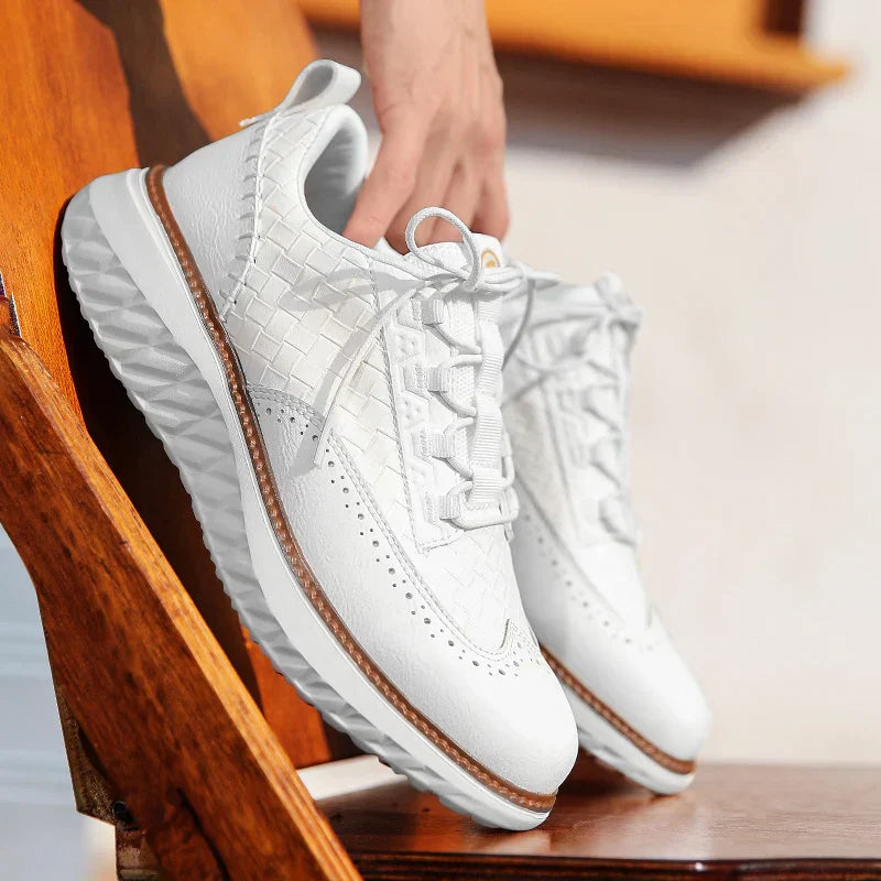Men's Faux Upper Sneakers with Woven Panels and Chunky Sole