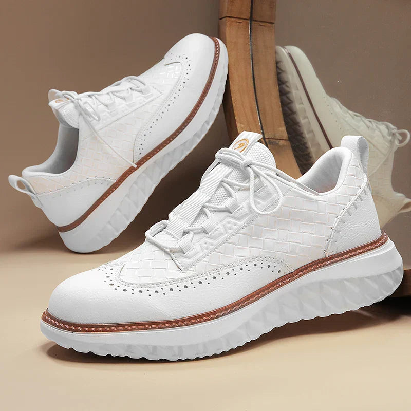 Men's Faux Upper Sneakers with Woven Panels and Chunky Sole