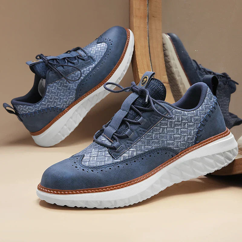 Men's Faux Upper Sneakers with Woven Panels and Chunky Sole