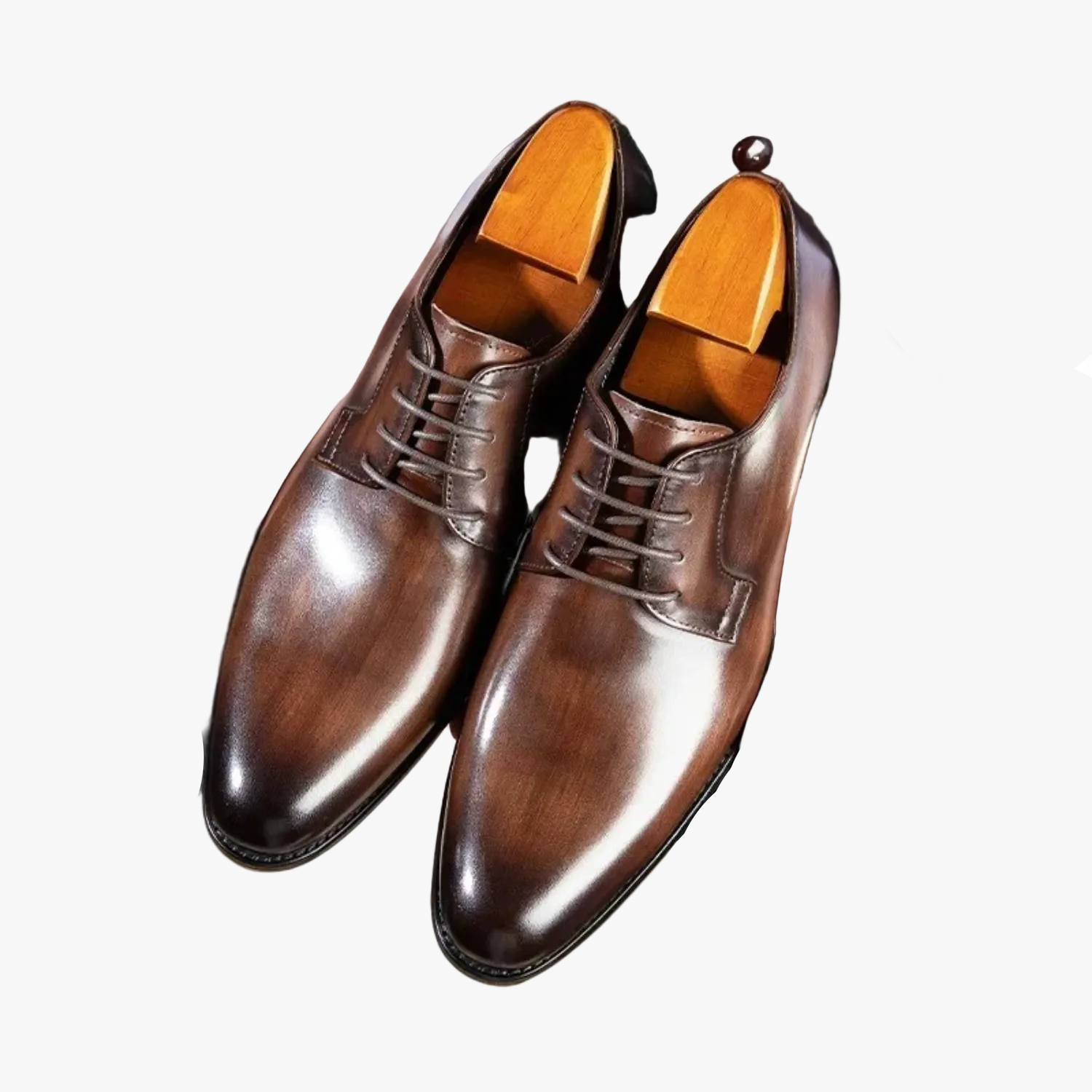 Men's Formal Synthetic Oxford Shoes with Lace-Up and Cap Toe