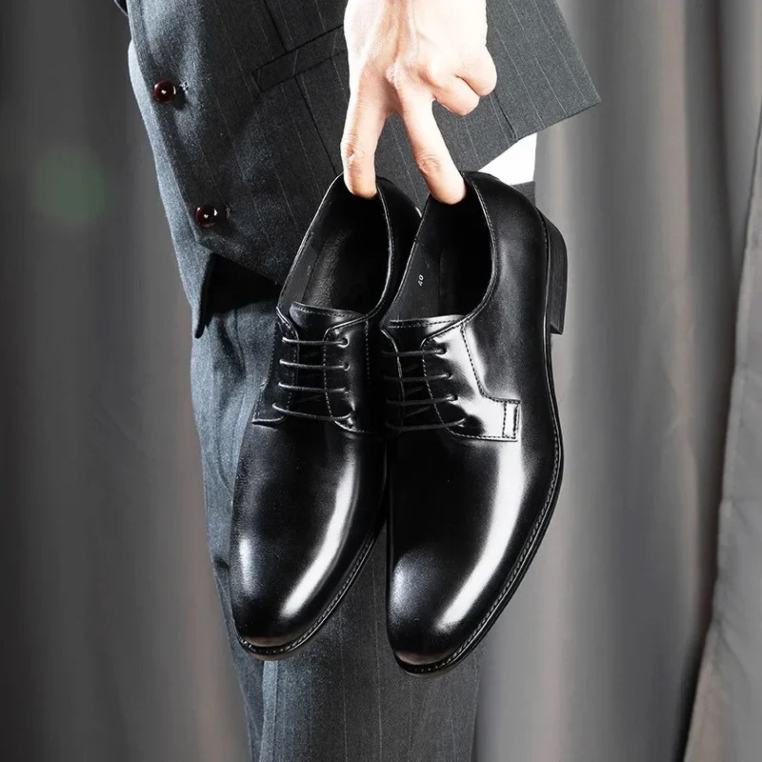 Men's Formal Synthetic Oxford Shoes with Lace-Up and Cap Toe