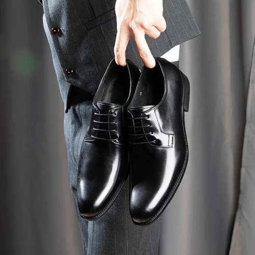 Men's Formal Synthetic Oxford Shoes with Lace-Up and Cap Toe