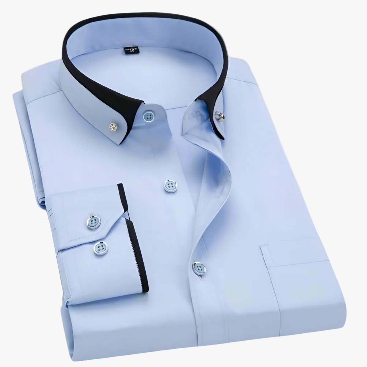 Men's Formal Woven Shirt with Contrast Collar and Button Cuffs