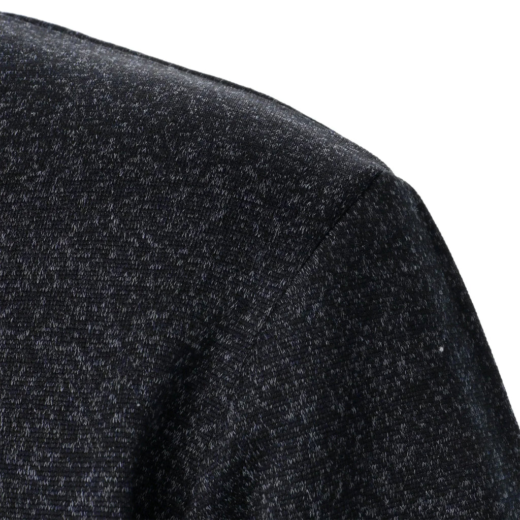 Men's Heathered Knit Sweater with Snap Placket and Elbow Patches
