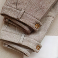 Men’s Herringbone Dress Pants with Front Pleats and Button-Tab Cuffs